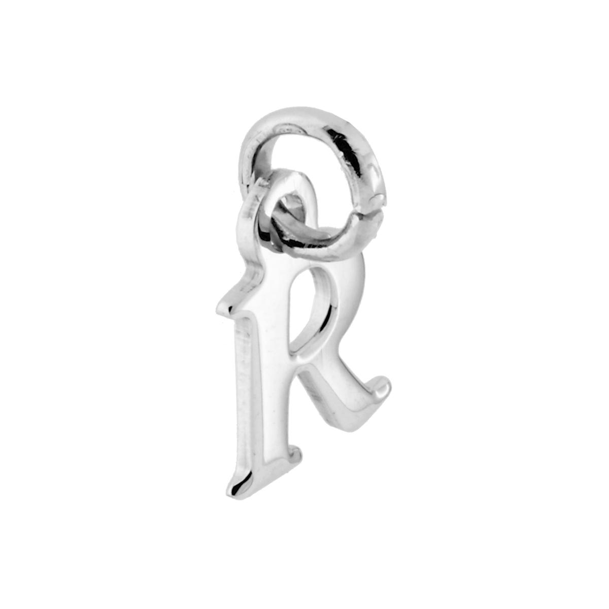 Ciondolo Iniziale nome Lettera plain in ARGENTO 925 Galvanica Rodio