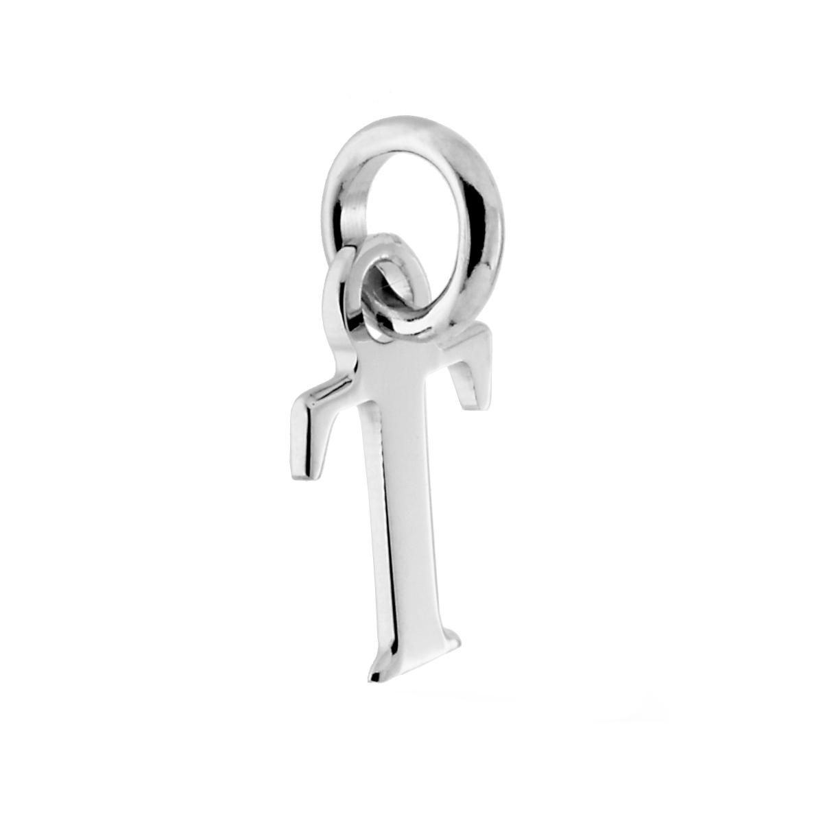 Ciondolo Iniziale nome Lettera plain in ARGENTO 925 Galvanica Rodio