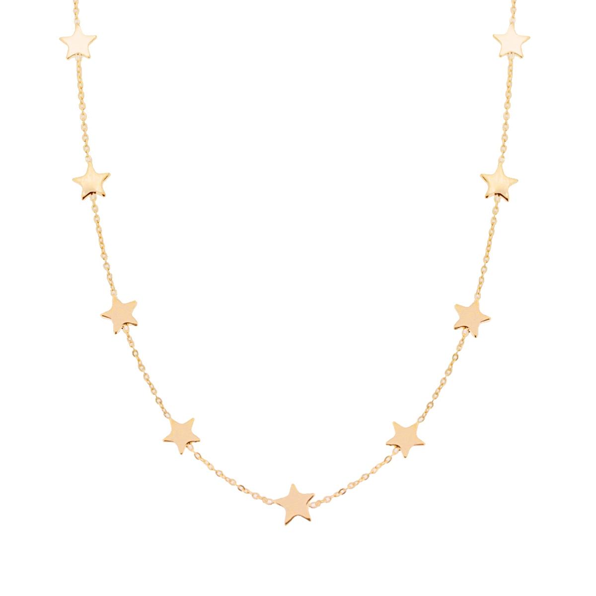 Collana catena Forzatina con Stelle plain in ARGENTO 925 Galvanica Oro