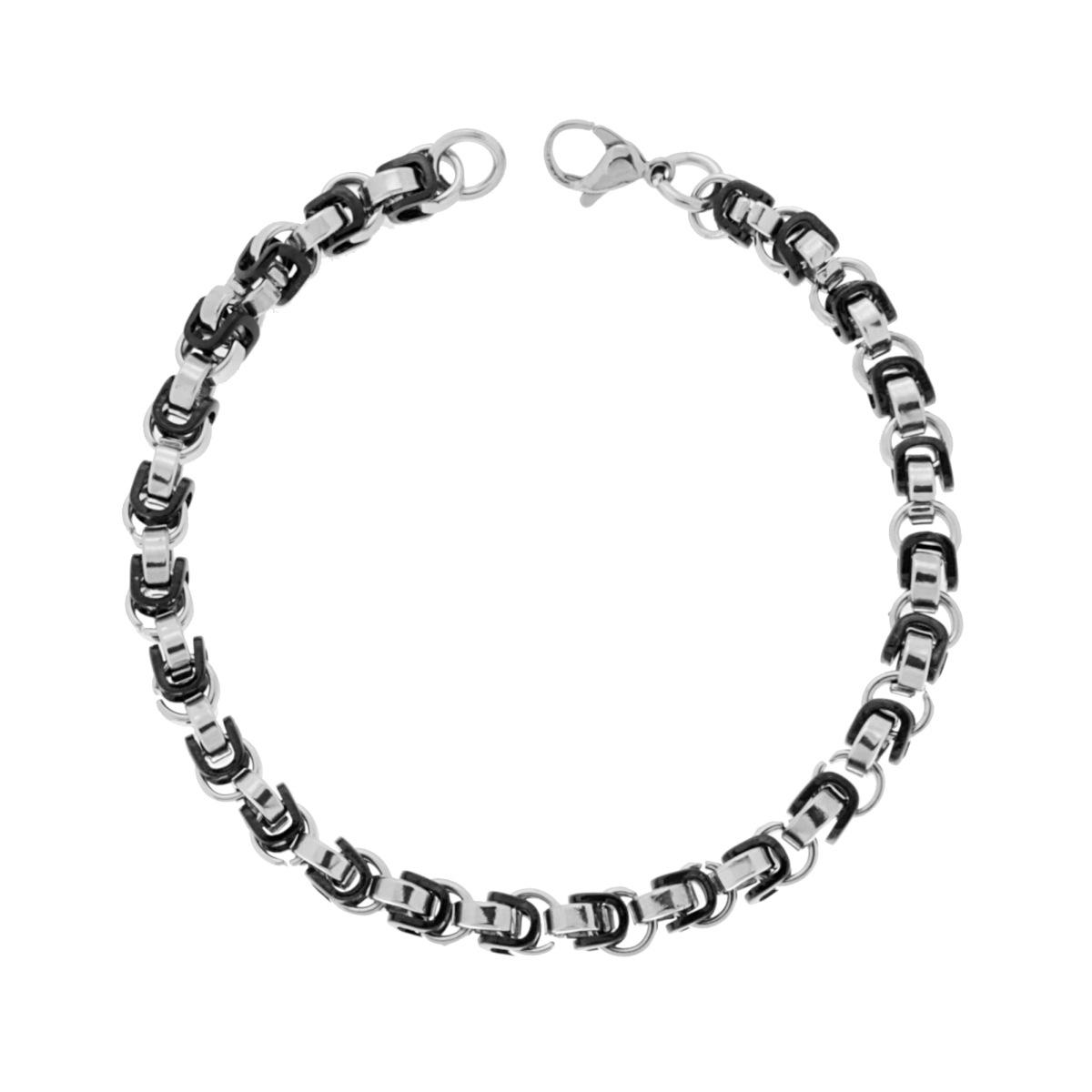 Bracciale Uomo Catena Bizantina Nero in ACCIAIO