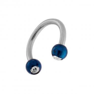 Body Piercing Circular Barbell mm 10 con Palline colore Blu mm 3 con Zirconi Bianchi in ACCIAIO Chirurgico