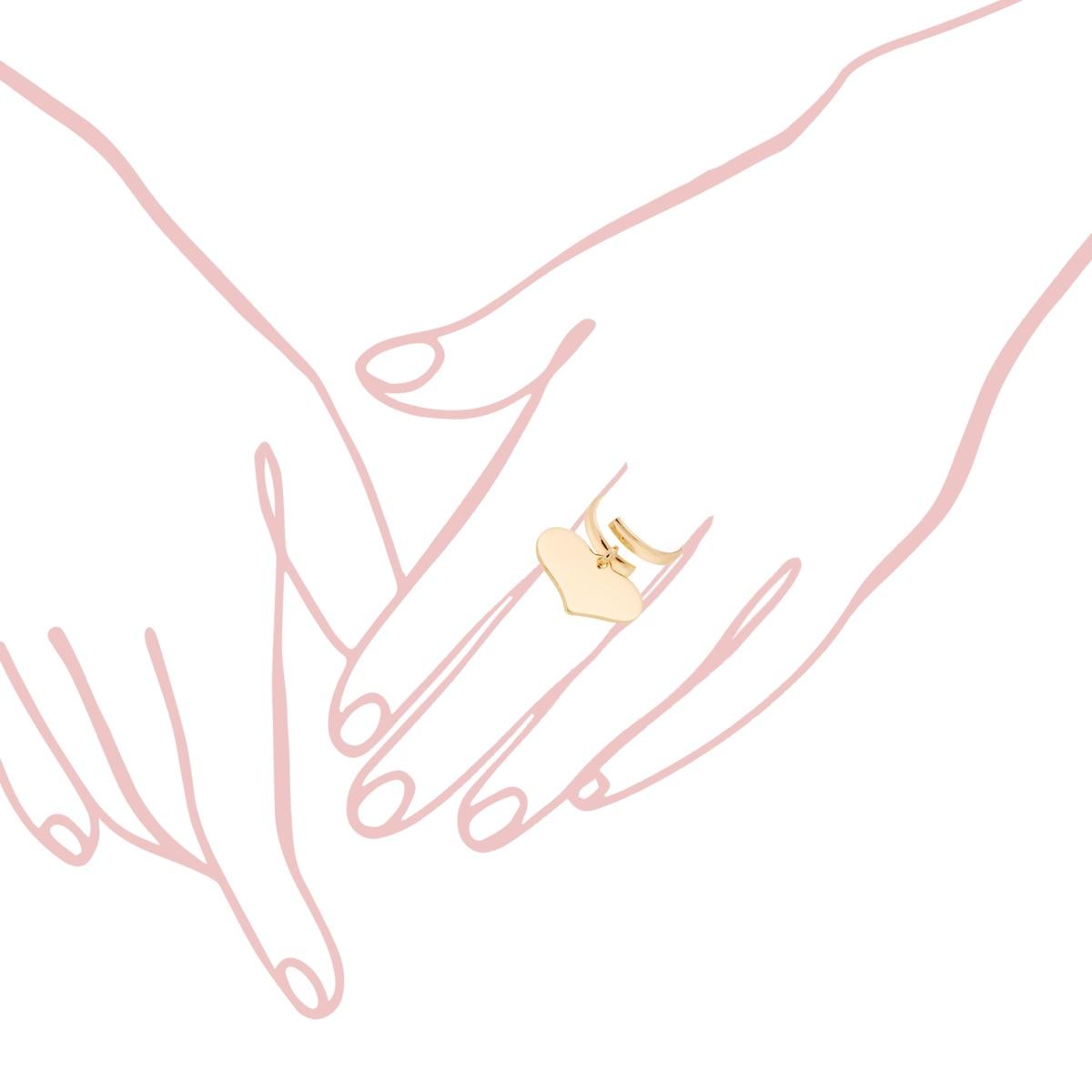 Anello Amore Love con Cuore pendente plain mm 23 in ARGENTO 925 Galvanica Oro