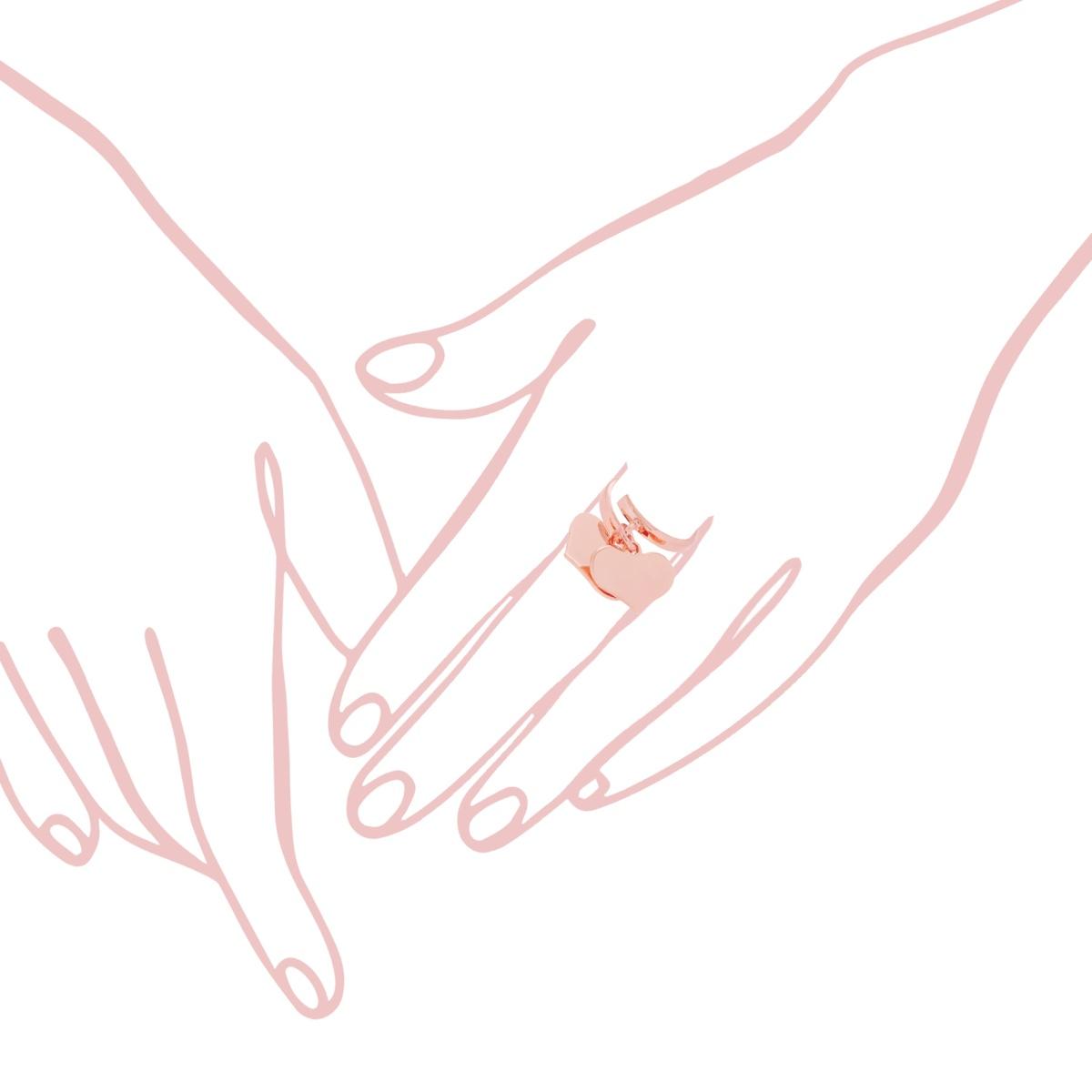 Anello Amore Love con due Cuori pendenti plain mm 18 in ARGENTO 925 Galvanica Rosa