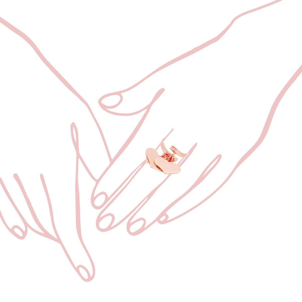 Anello Amore Love con tre Cuori pendenti plain mm 18 in ARGENTO 925 Galvanica Rosa