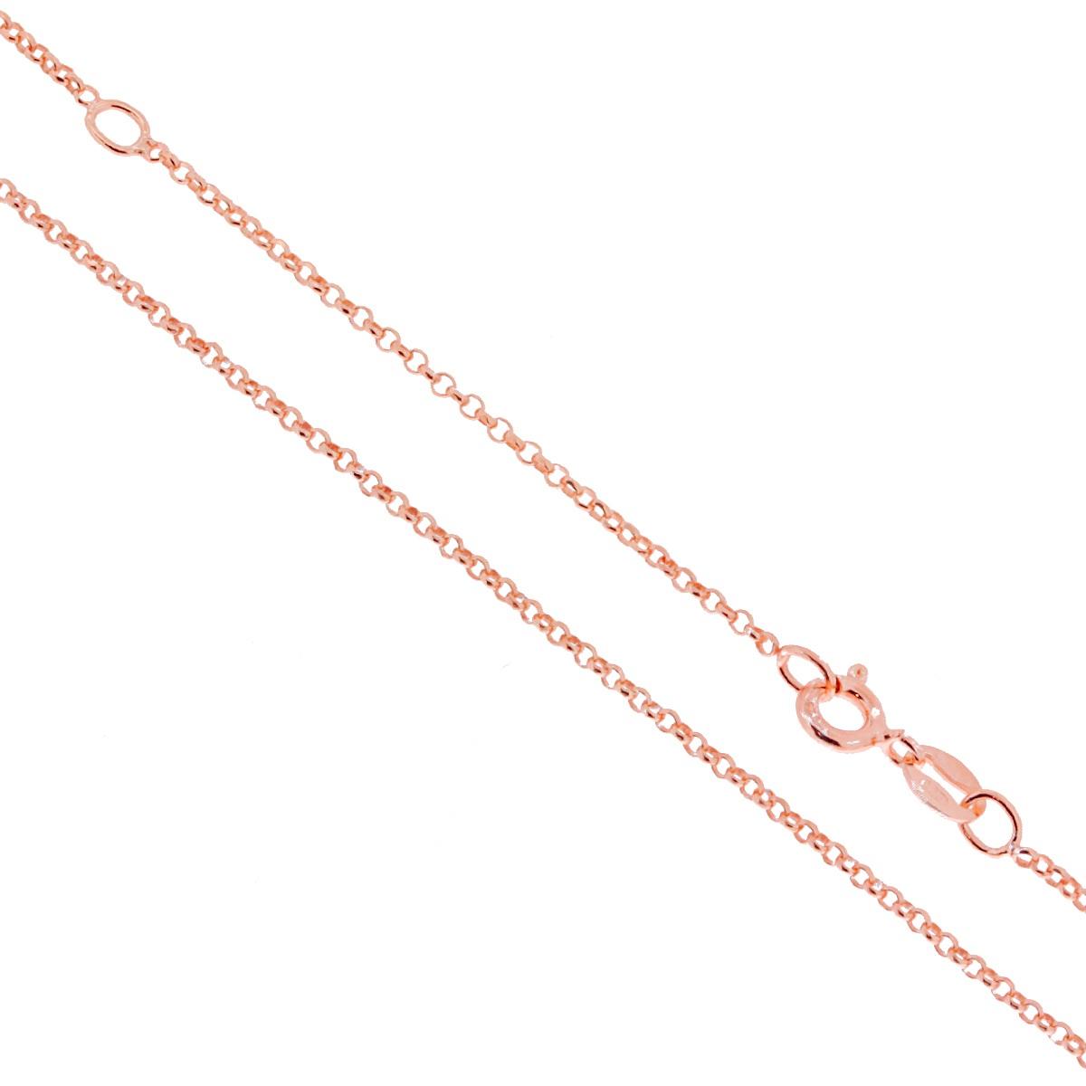 Catena Rolo Diamantata 022 sezione mm 1.5 lunghezza cm 45 + estensione cm 5 in ARGENTO 925 Galvanica Rosa