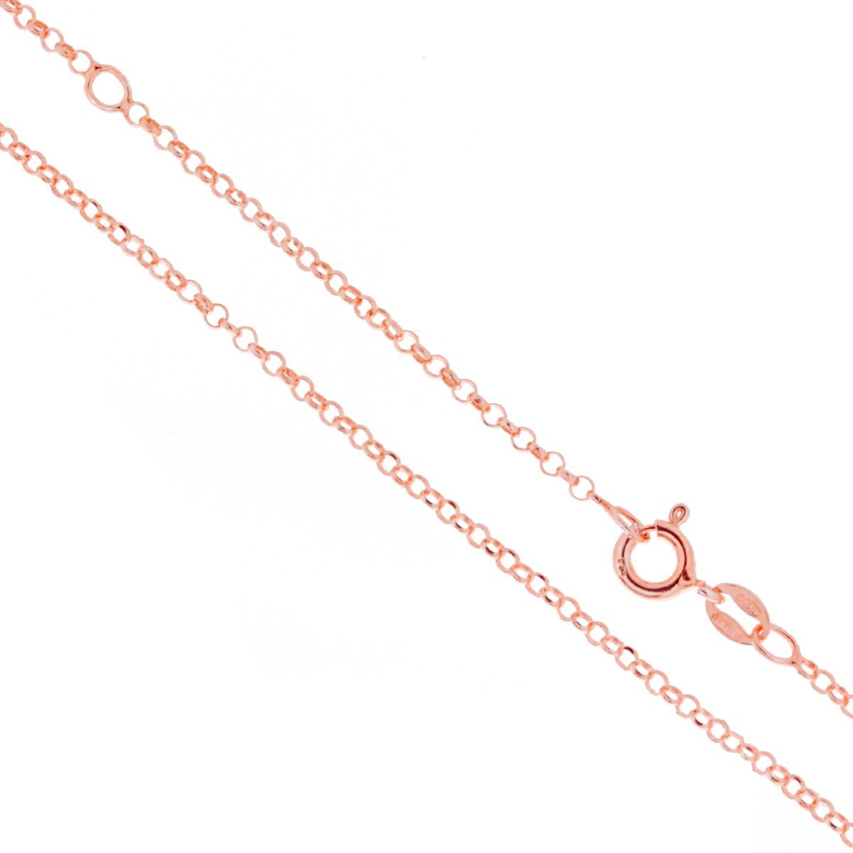 Catena Rolo Diamantata 027 sezione mm 2.1 lunghezza cm 45 + estensione cm 5 in ARGENTO 925 Galvanica Rosa