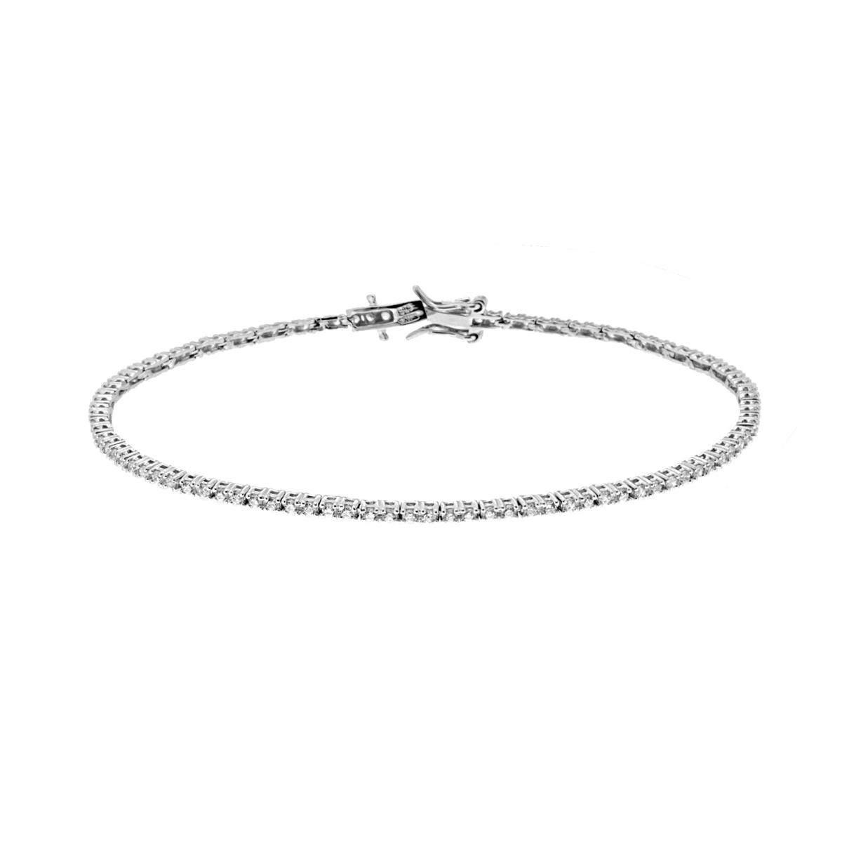 Bracciale Tennis Griffe cm 21 con Zirconi mm 1,5 Bianchi in ARGENTO 925 Galvanica Rodio