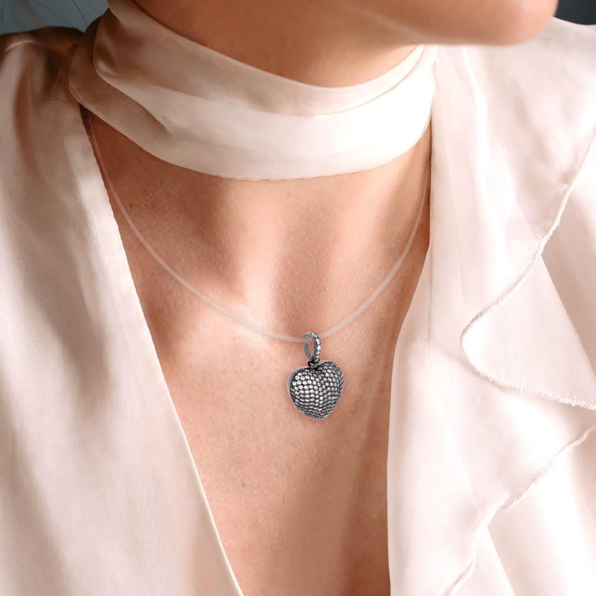 collana cuore con zirconi pavè in argento 925