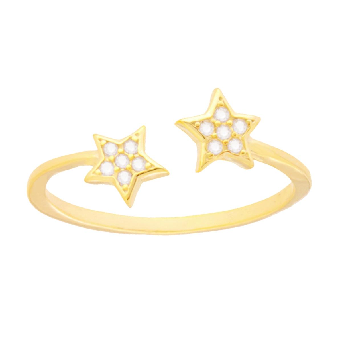 Anello Stelle con Cubica Zirconia Bianchi in ARGENTO 925 Galvanica Oro