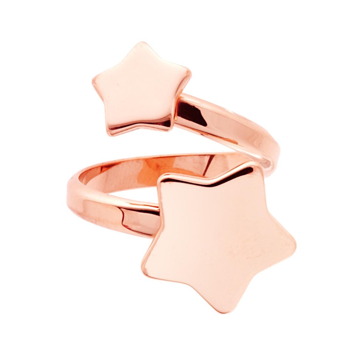 Anello Contrarie con Stelle plain in ARGENTO 925 Galvanica Rosa