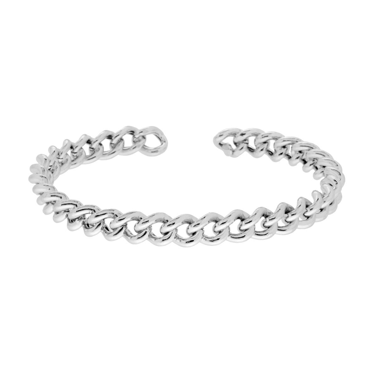 Bracciale Rigido Catena Grumetta in ARGENTO 925 Galvanica Rodio