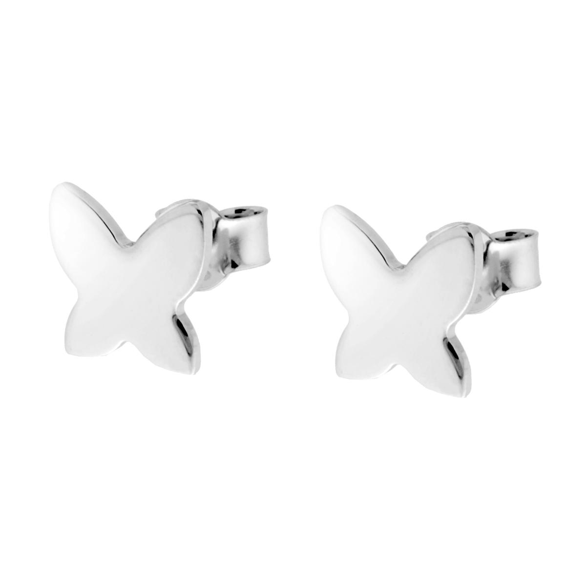 Orecchini Farfalla plain in ARGENTO 925 Galvanica Rodio