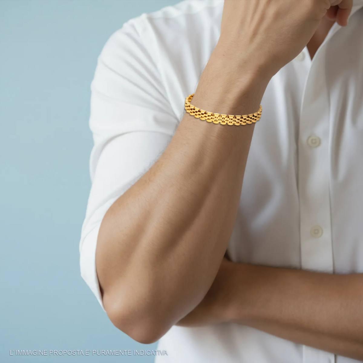 Bracciale Uomo Maglia Imperniata in ACCIAIO colore Oro