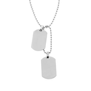 Collana con pendente doppio Piastra Militare mm 30x20 in ACCIAIO