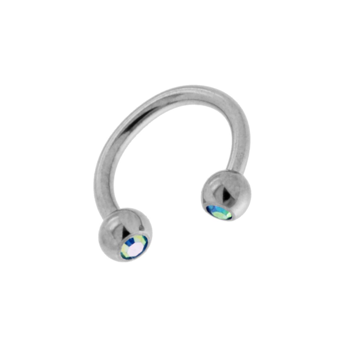 Body Piercing Circular Barbell mm 10 con Palline in mm 3 con Zircone Azzurro Aurora Boreale in ACCIAIO Chirurgico