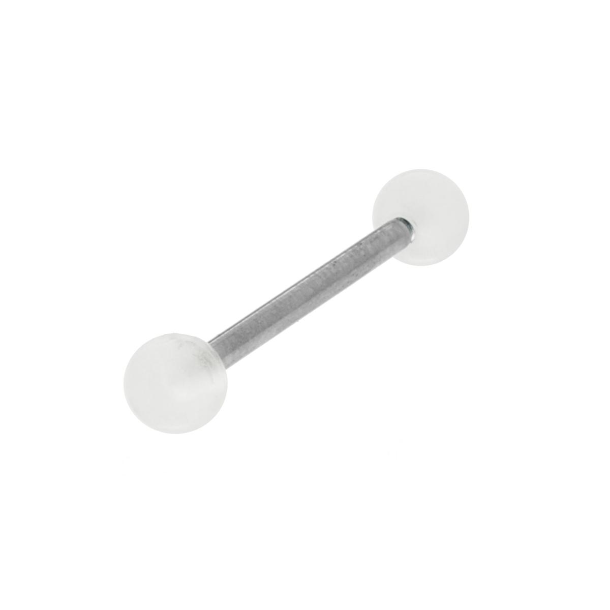 Body Pearcing Barbell mm 25 con Pallina mm 5 Colore Bianco Trasparente in ACCIAIO Chirurgico