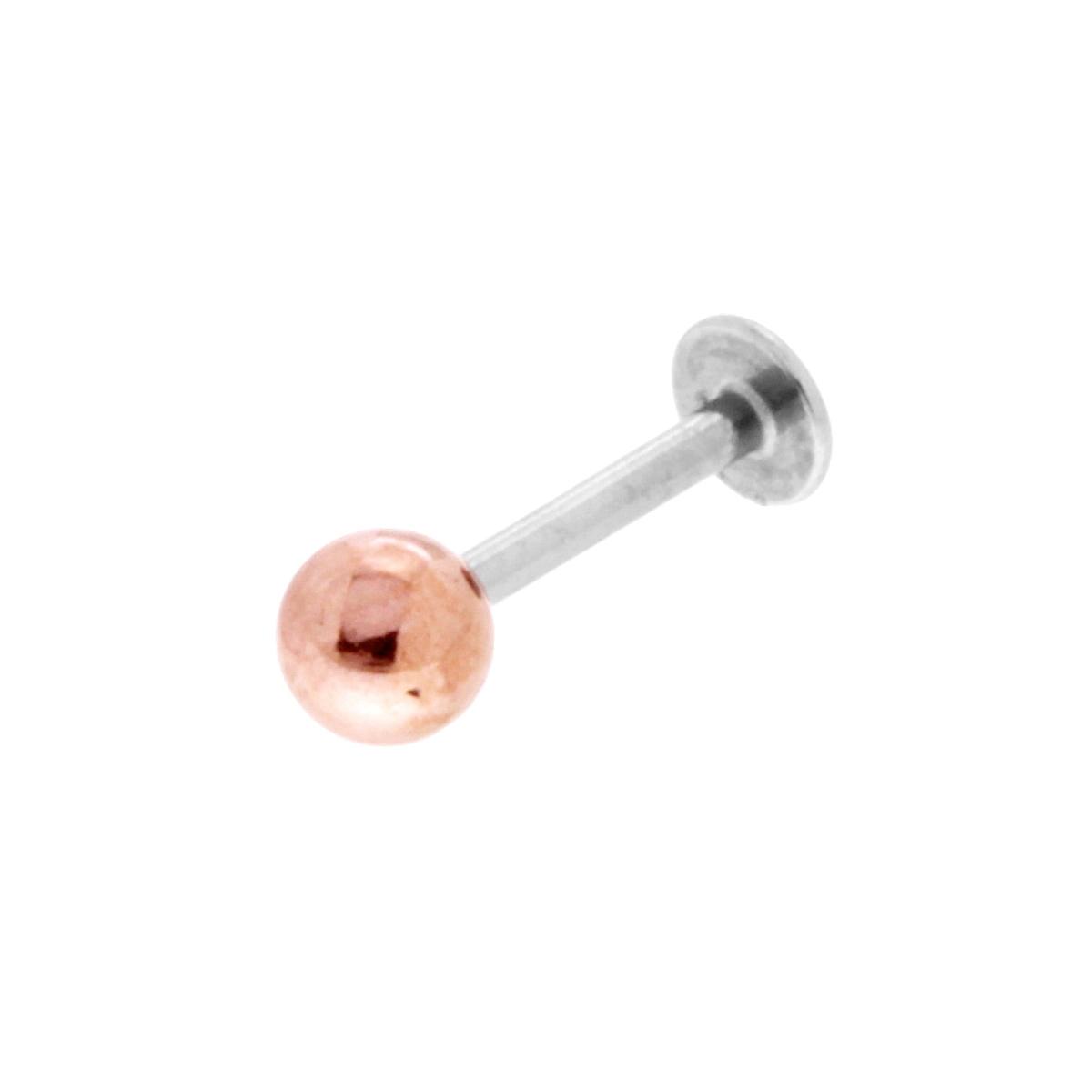 Body Piercing Labret mm 12.5 con Pallina Galvanica Rosa mm 4 in ACCIAIO Chirurgico