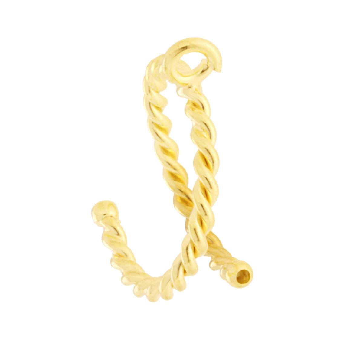 Anello Semilavorato filo Torchon con gancio per ciondolo in ARGENTO 925 Galvanica Oro