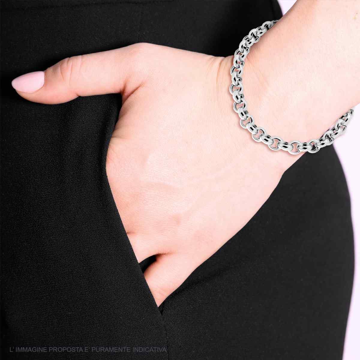 Bracciale Catena Rolo Vuoto in ARGENTO 925 Galvanica Rodio