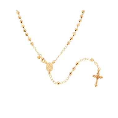 Collana Rosario modello classico cm 60 con Grani a pallina liscia mm 4 in ARGENTO 925 Galvanica Oro