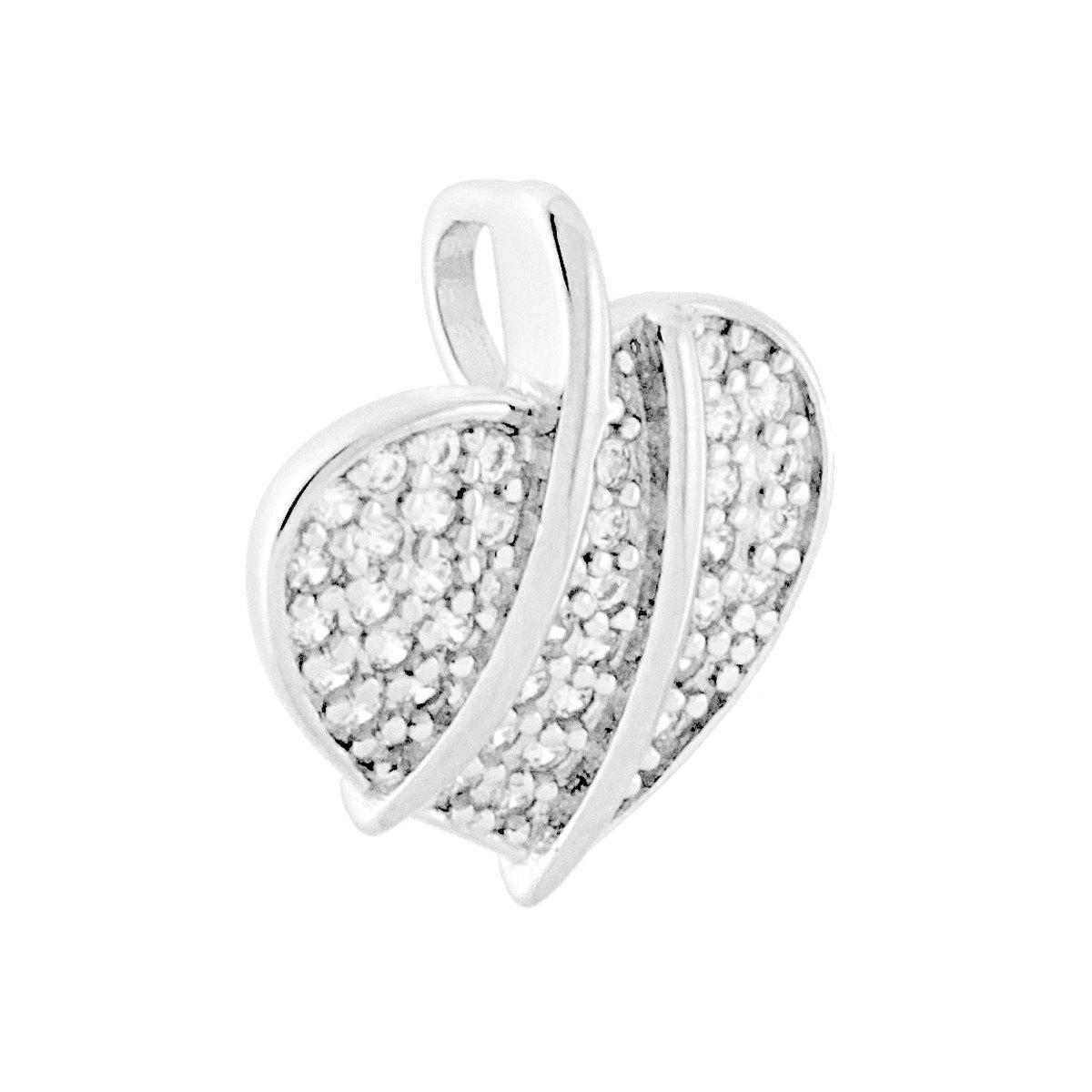 Ciondolo Cuore con Zirconi Bianchi in ARGENTO 925 Galvanica Rodio