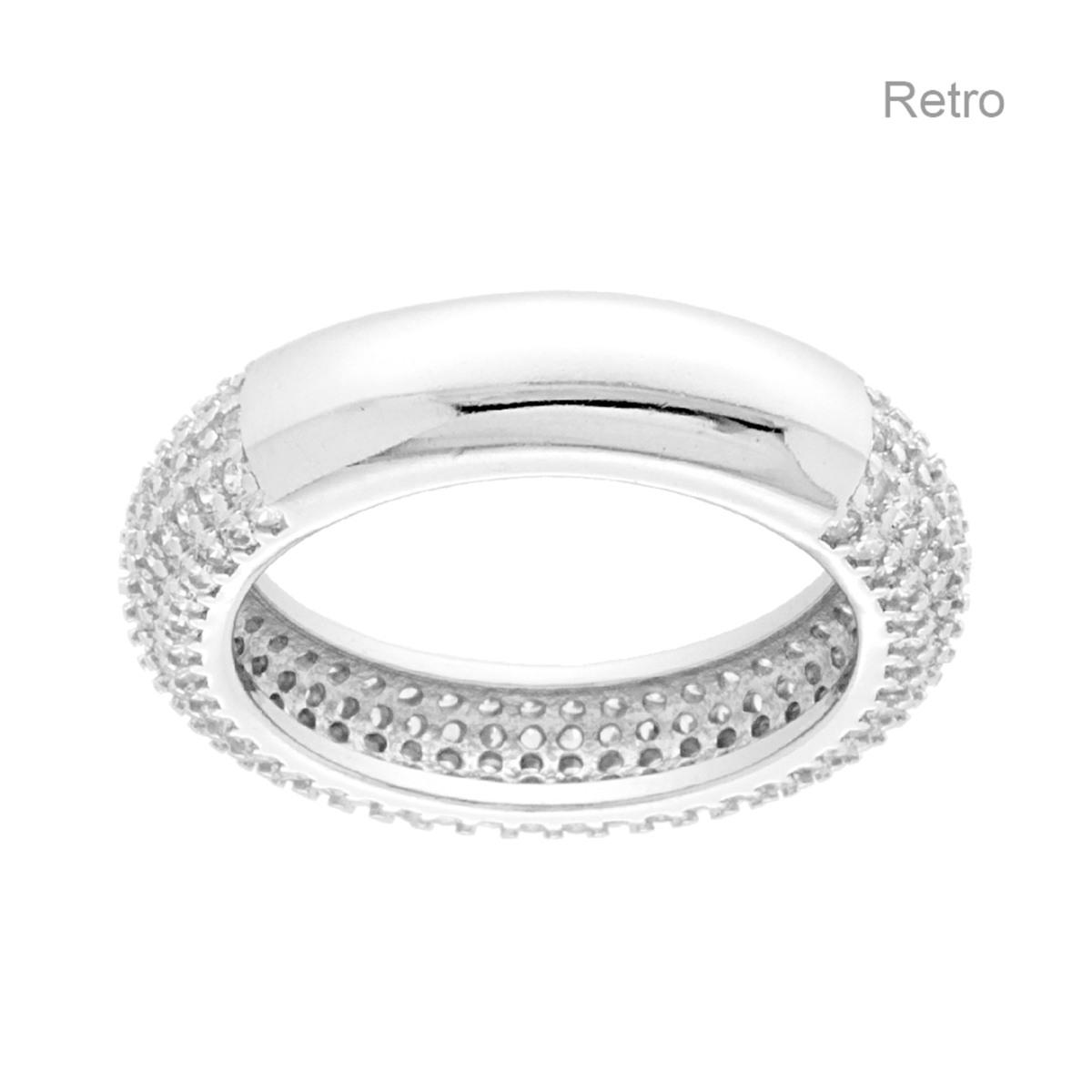 Anello Fascia modello Eternity Veretta con Cubic Zirconia Bianchi in ARGENTO 925 Galvanica Rodio