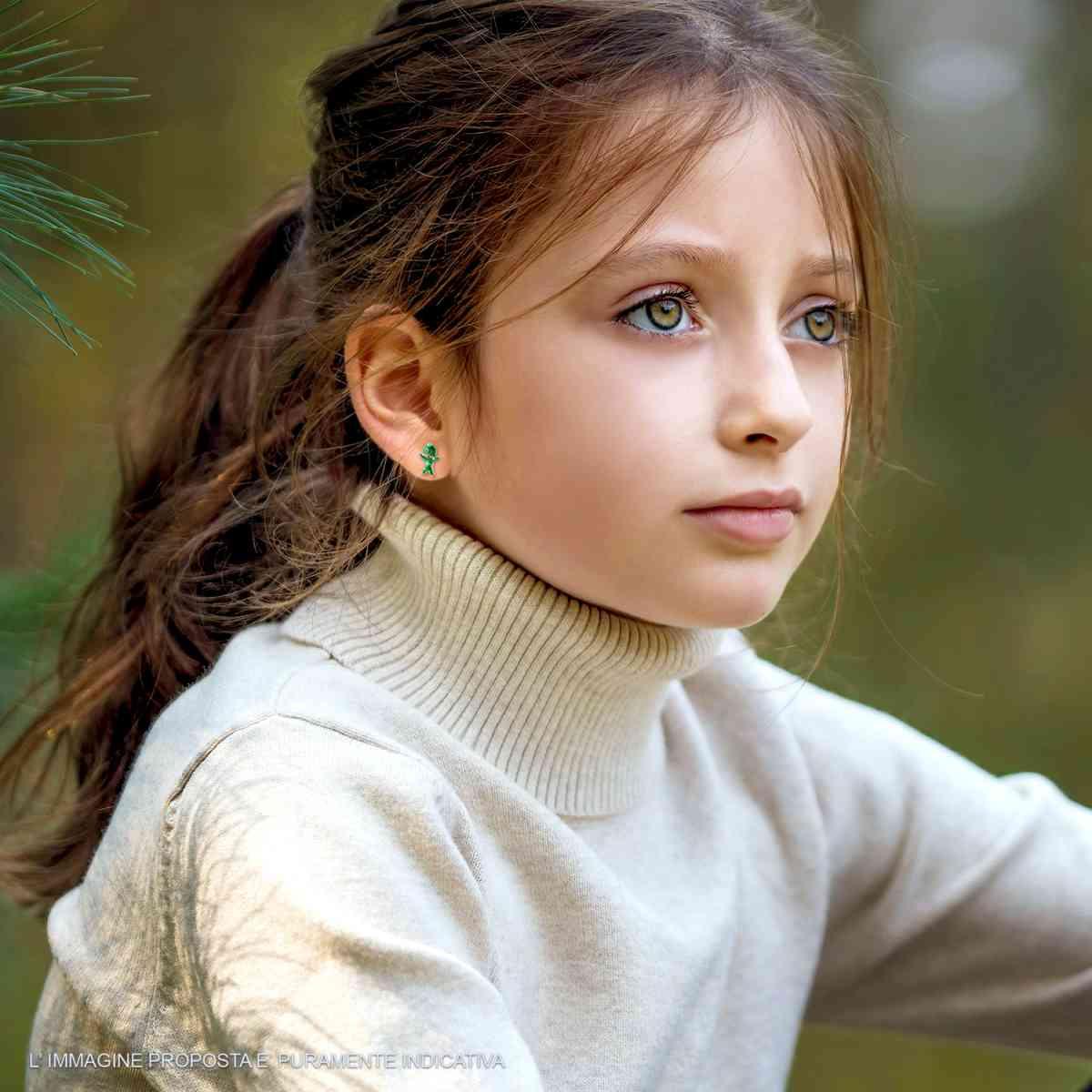 Orecchini Pigiamini con Smalto Verde in ARGENTO 925 Galvanica Rodio