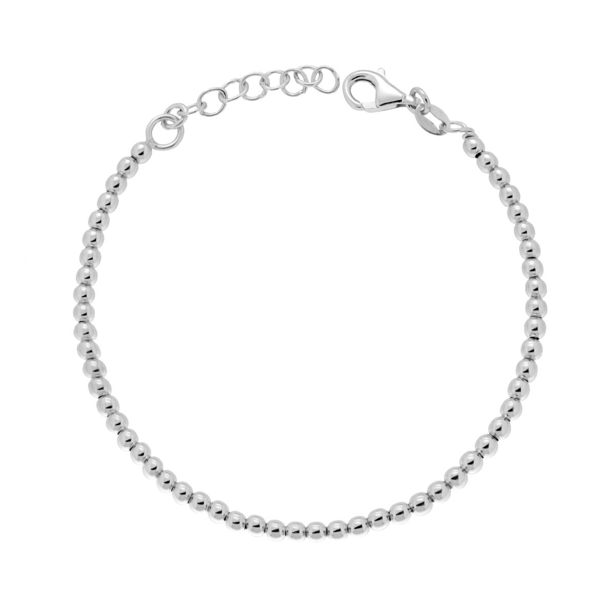 Bracciale Catena con Palline Lisce mm 3 in ARGENTO 925 Galvanica Rodio