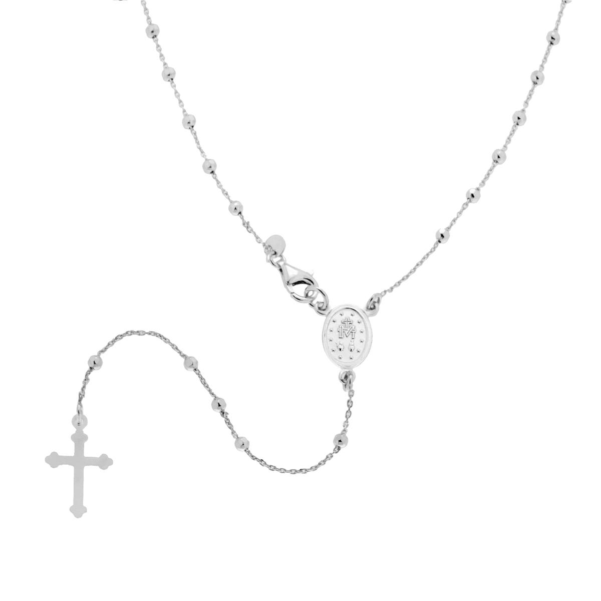 Collana Rosario cm 60 con Palline Diamantate mm 2,5 in ARGENTO 925 Galvanica Rodio
