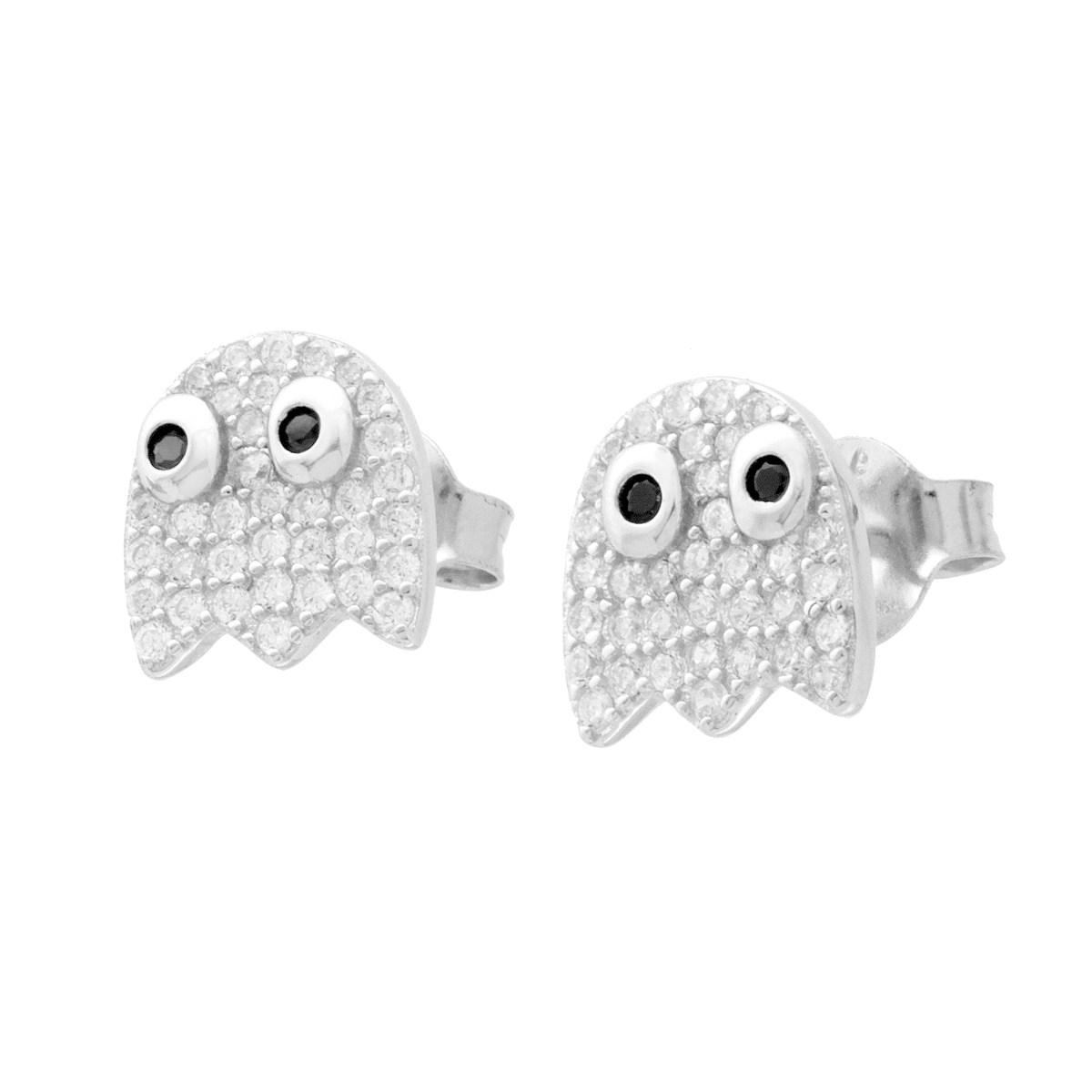 Orecchini Fantasma con Zirconi Bianchi in ARGENTO 925 Galvanica Rodio