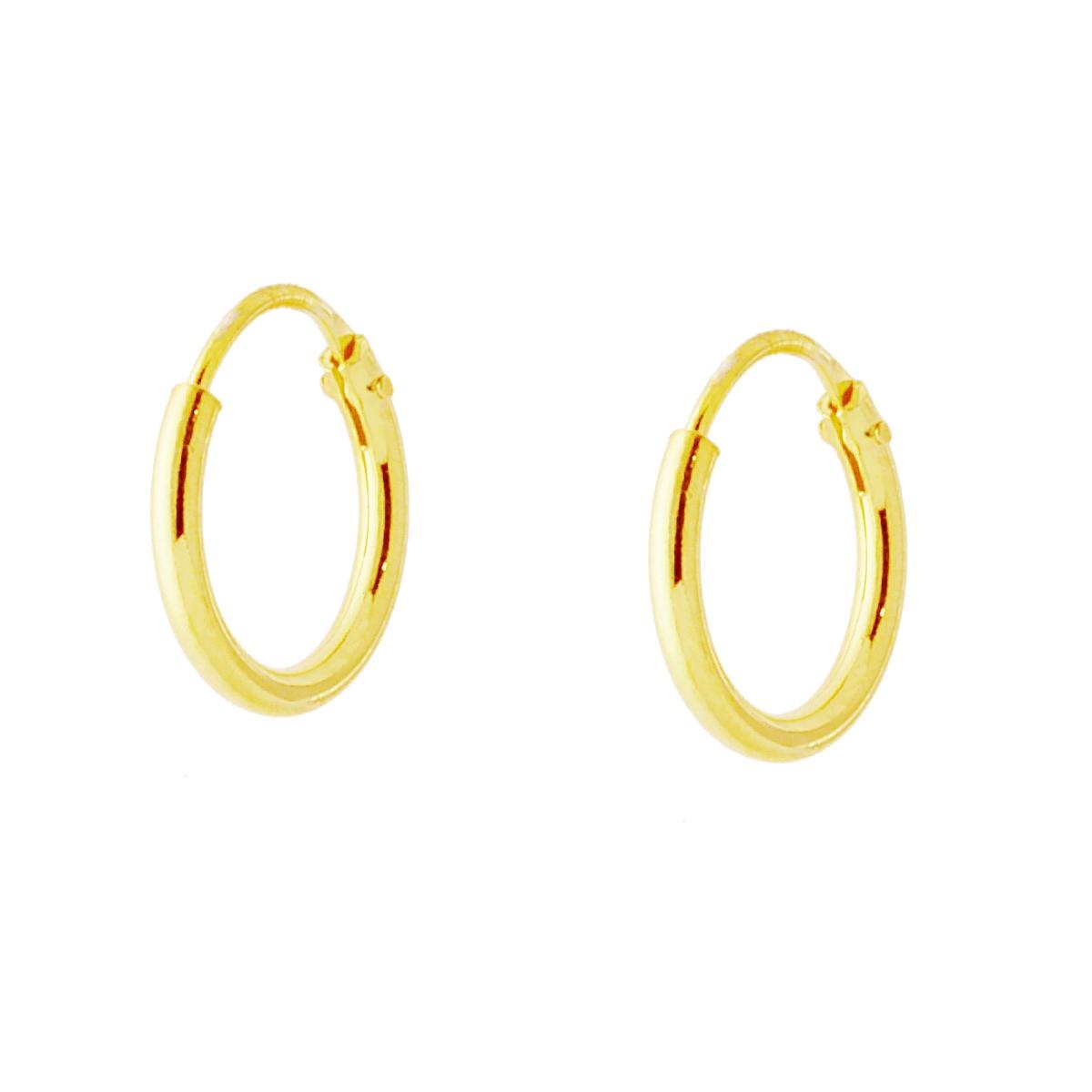 Orecchini Cerchio mm 10 con Canna tubolare liscia mm 1,2 in ARGENTO 925 Galvanica Oro