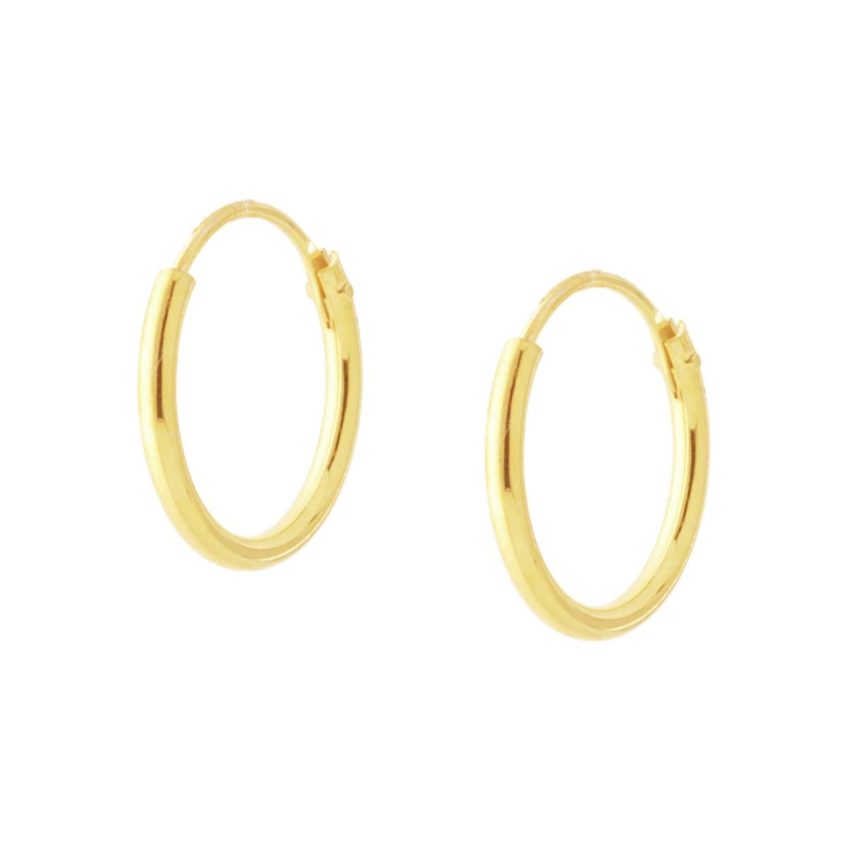 Orecchini Cerchio mm 12 con Canna tubolare liscia mm 1,2 in ARGENTO 925 Galvanica Oro