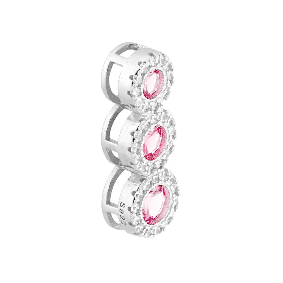 Ciondolo Trilogy Rosa contornato da Zirconi Bianchi in ARGENTO 925 Galvanica Rodio