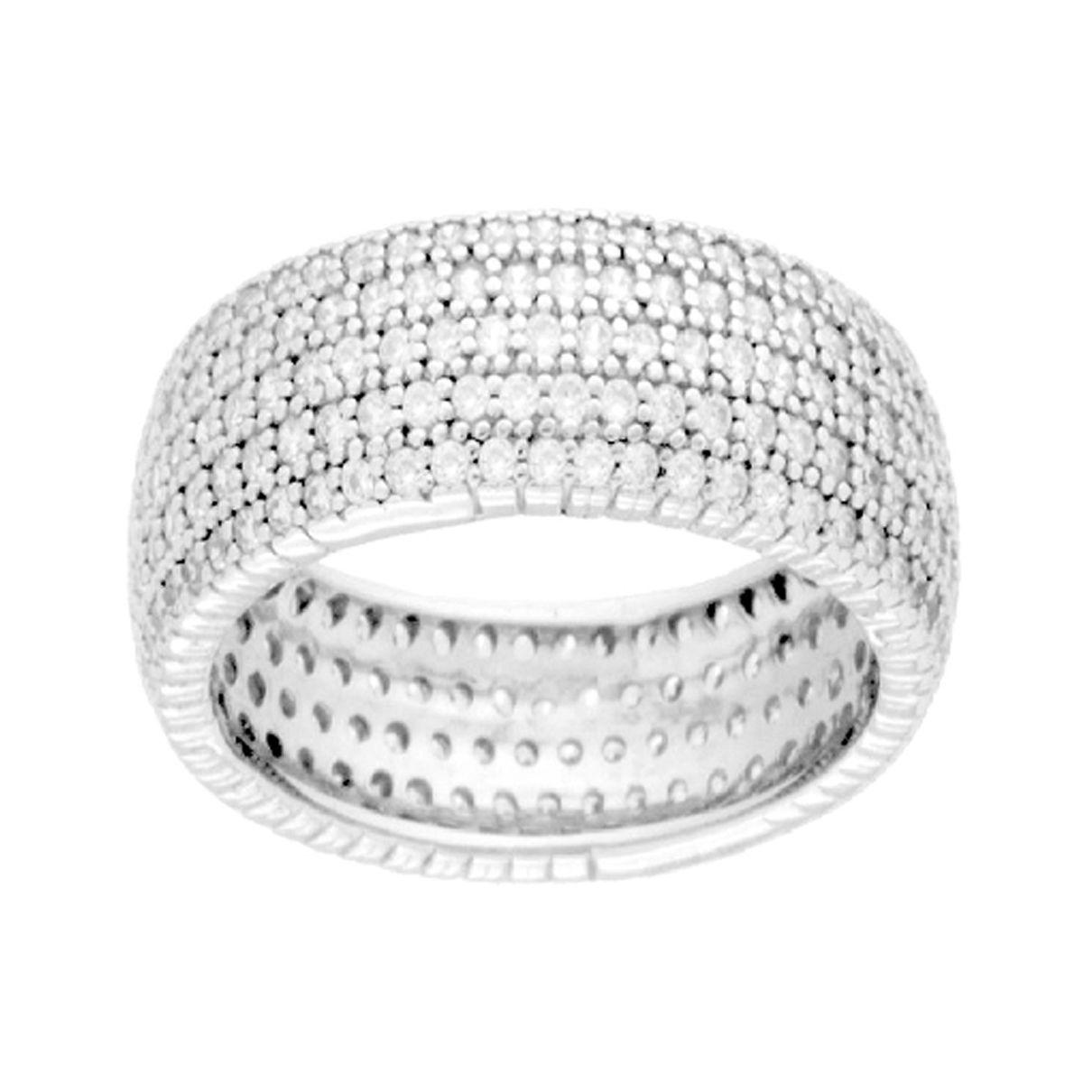 Anello Eternity modello Fascia con Cubic Zirconia Bianchi in ARGENTO 925 Galvanica Rodio