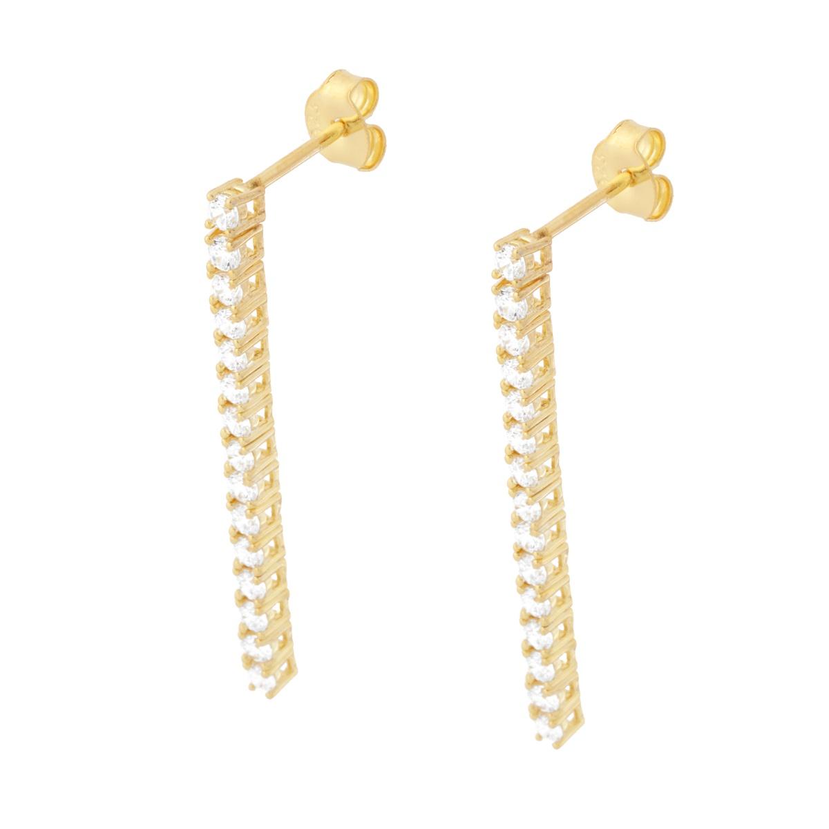 Orecchini Tennis con Cubic Zirconia Bianchi 2 mm in ARGENTO 925 Galvanica Oro