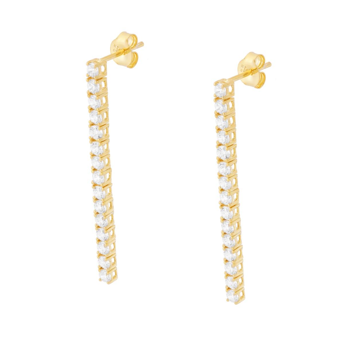 Orecchini Tennis con Cubic Zirconia Bianchi 3 mm in ARGENTO 925 Galvanica Oro