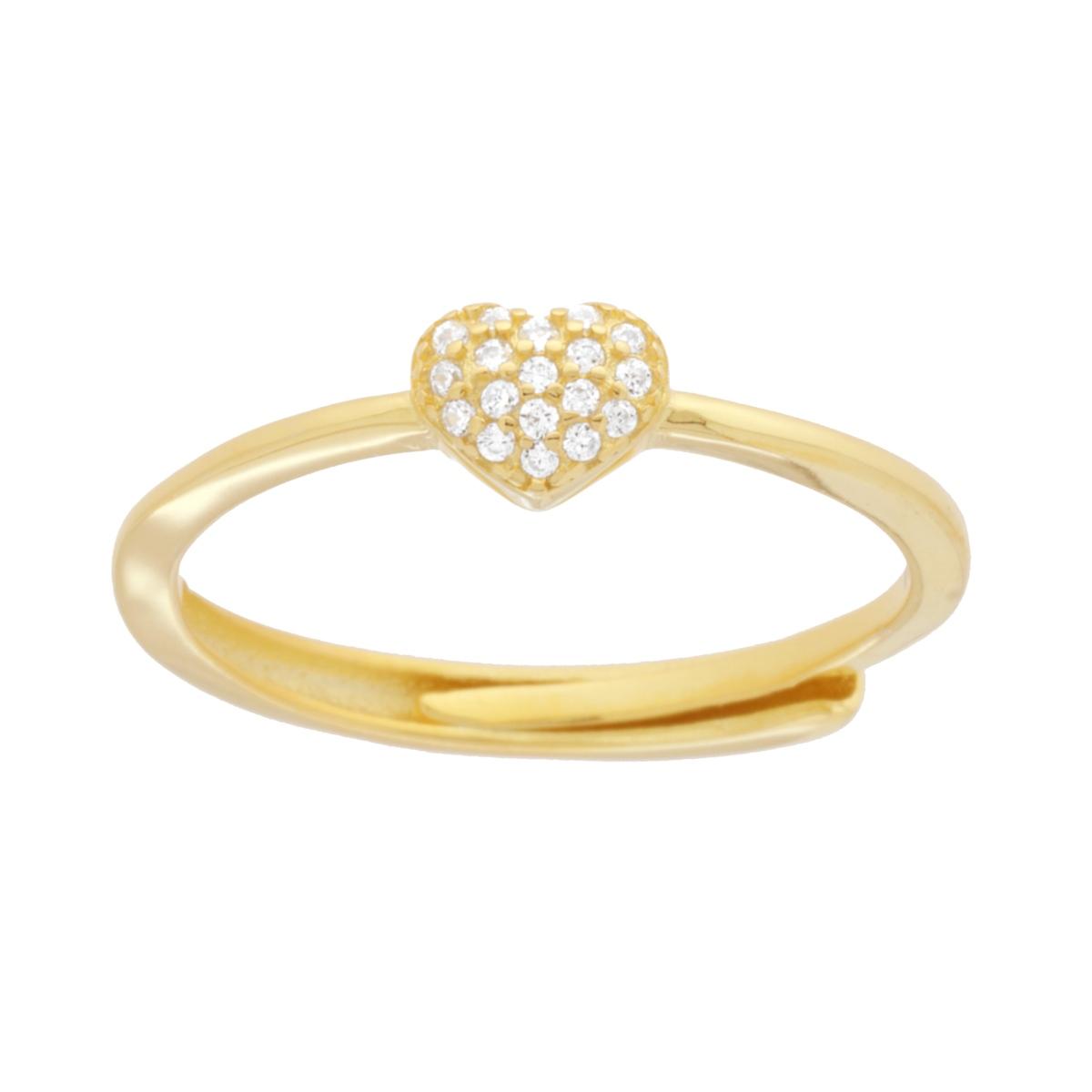 Anello Cuore con Cubic Zirconia Bianchi in ARGENTO 925 Galvanica Oro