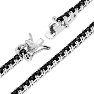 Bracciale Tennis Griffe cm 19 con Zirconi mm 2 Neri in ARGENTO 925 Galvanica Rodio