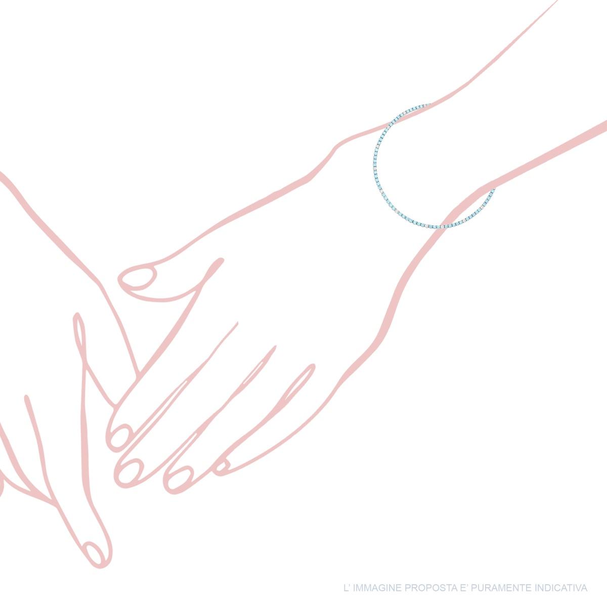 Bracciale Tennis Griffe cm 16+3 con Zirconi mm 1.7 alternati Bianchi e Acquamarina in ARGENTO 925 Galvanica Rodio