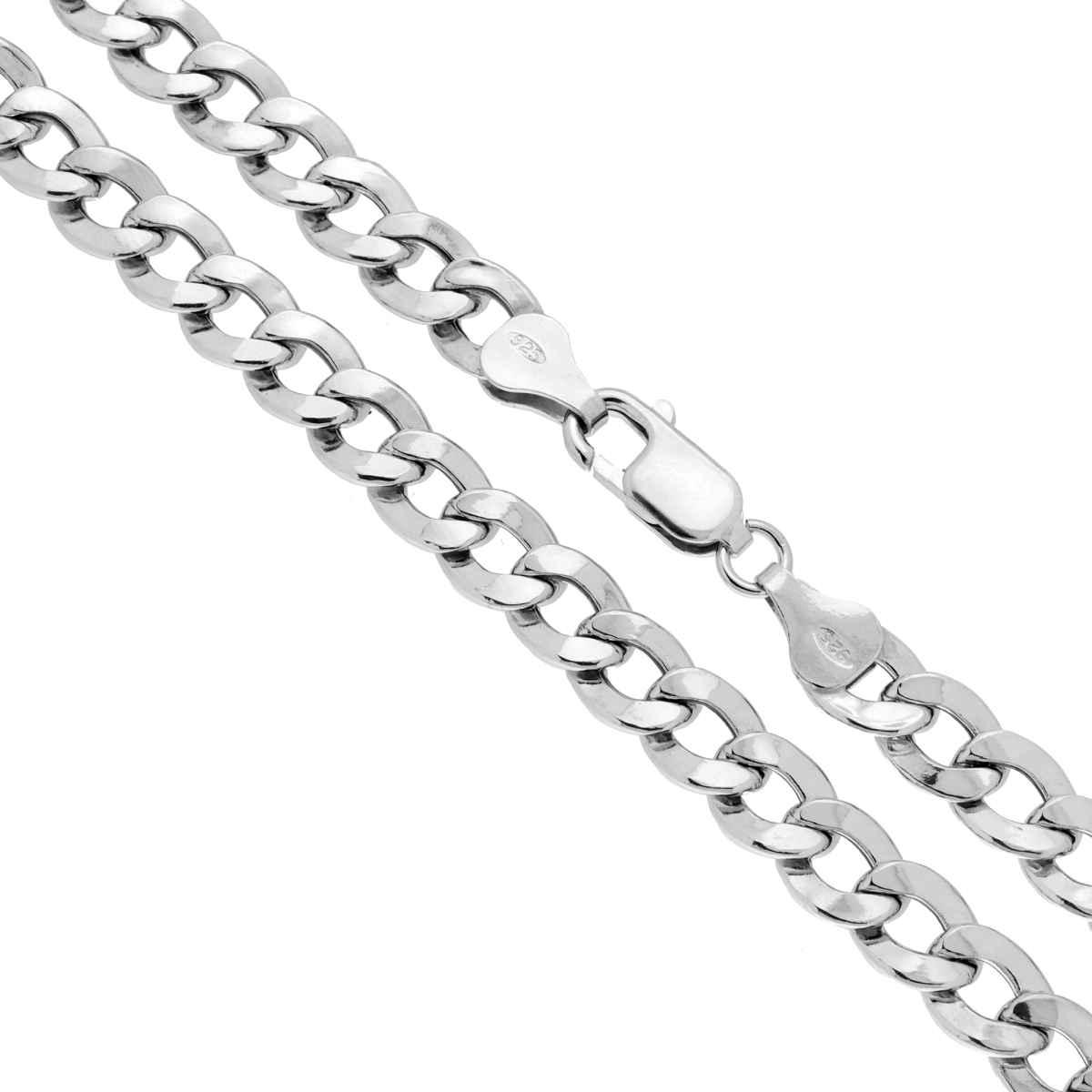 Catena Grumetta Piatta Vuota 160 sezione mm 6.5 lunghezza cm 55 in ARGENTO 925 Galvanica Rodio