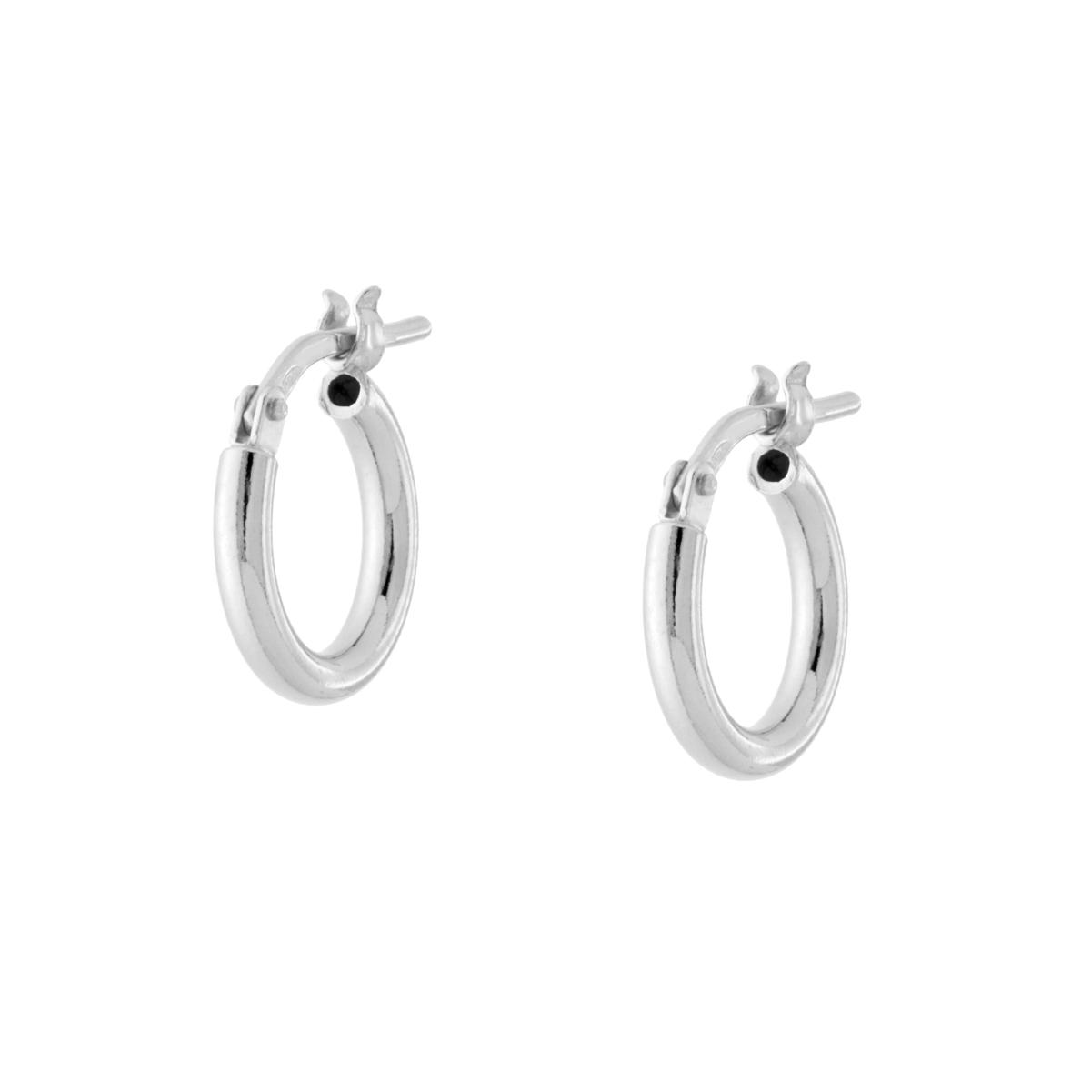 Orecchini Cerchio Liscio mm 12 sezione canna mm 2 in ARGENTO 925 Galvanica Platino