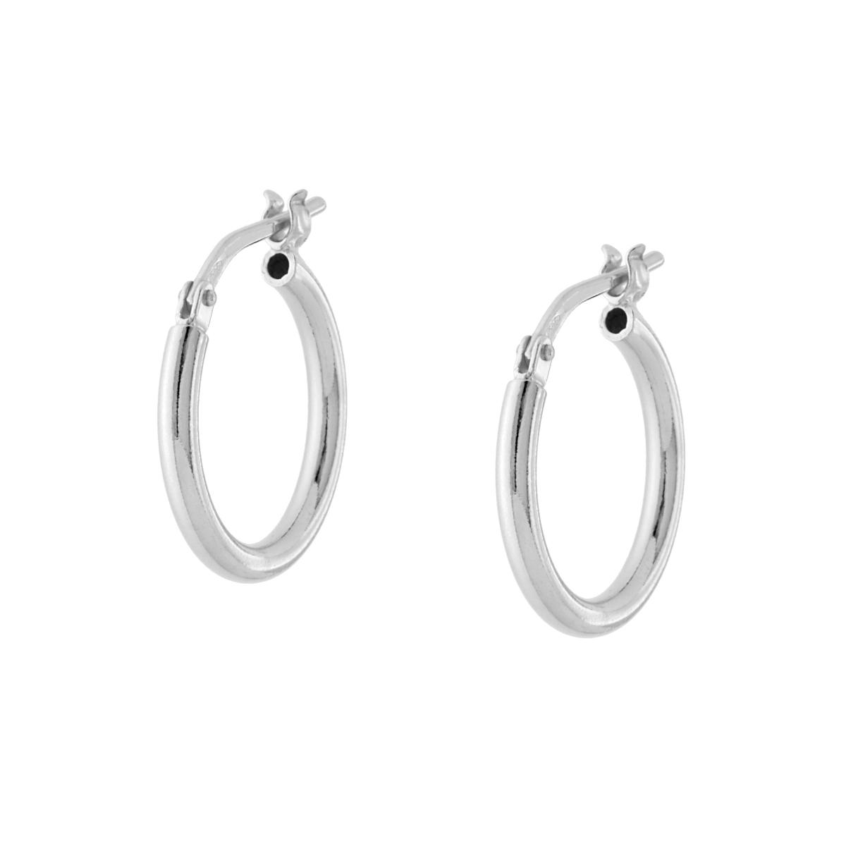 Orecchini Cerchio Liscio mm 16 sezione canna mm 2 in ARGENTO 925 Galvanica Platino