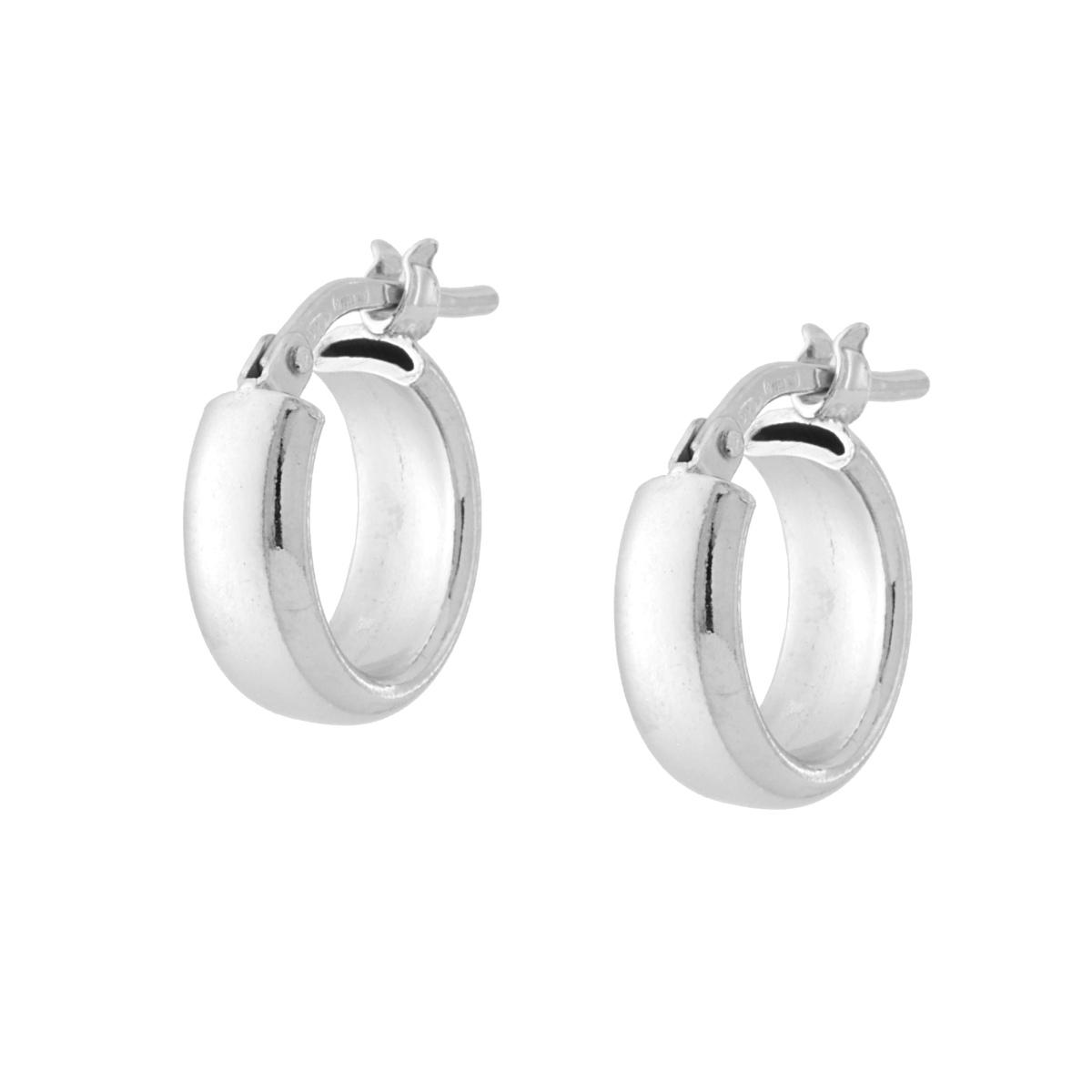 Orecchini Cerchio Liscio mm 12 sezione canna semiovale mm 4 x 1,6 in ARGENTO 925 Galvanica Platino