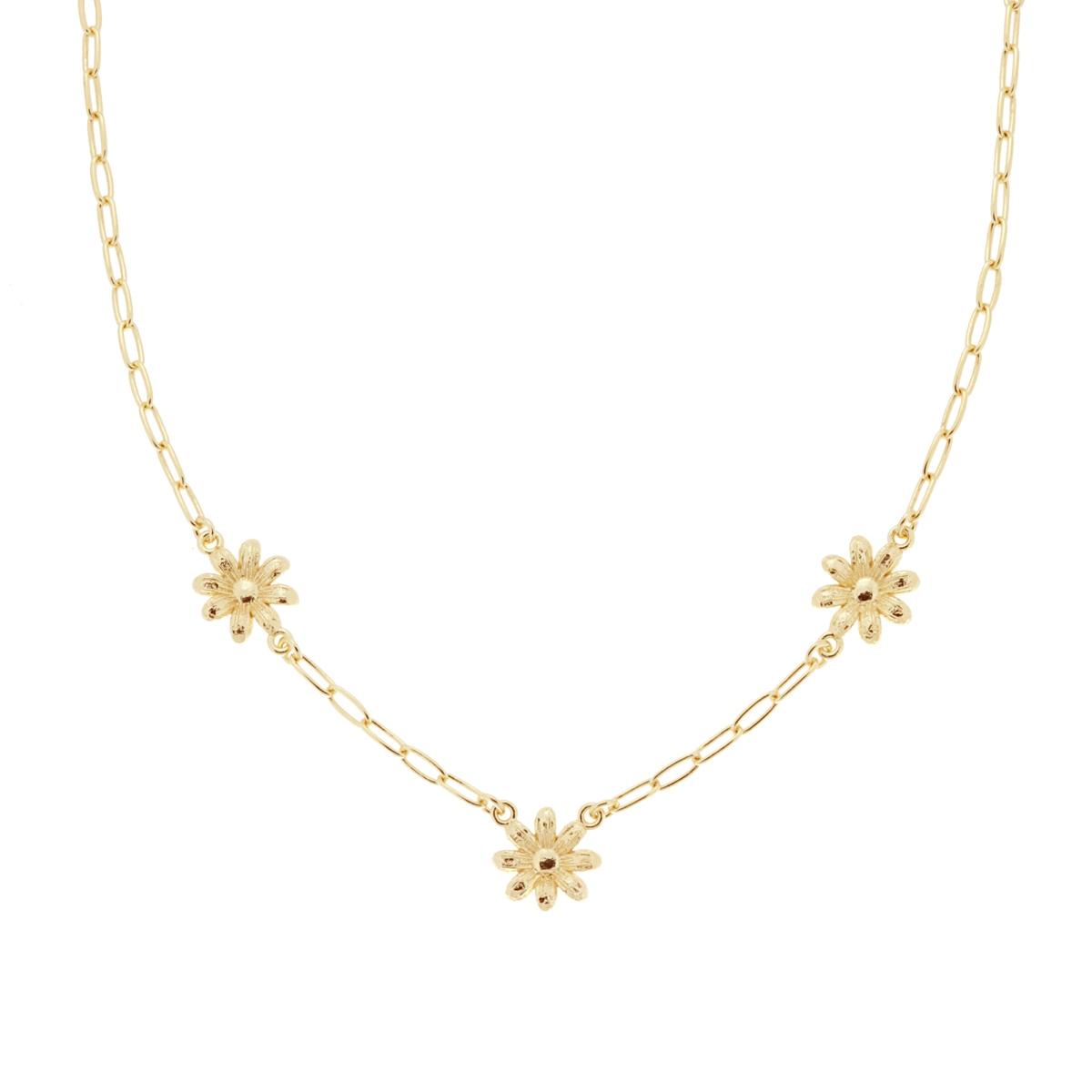 Collana Catena Forzatina allungata con Fiori in ARGENTO 925 Galvanica Oro