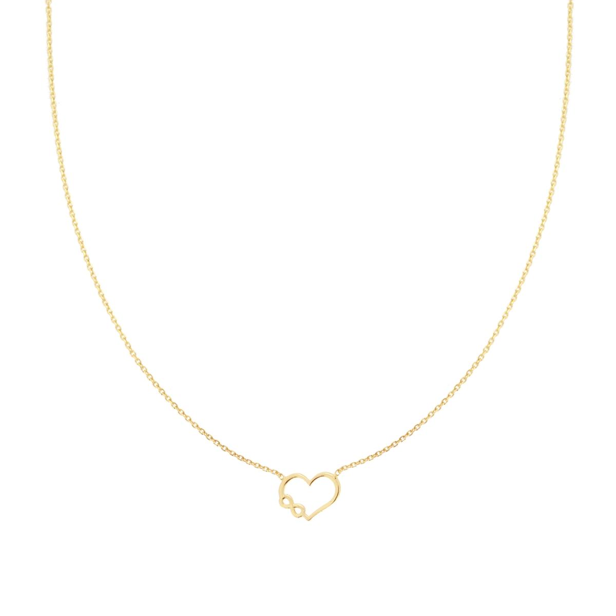 Collana Catena Forzatina Diamantata con Cuore e Infinito in ARGENTO 925 Galvanica Oro