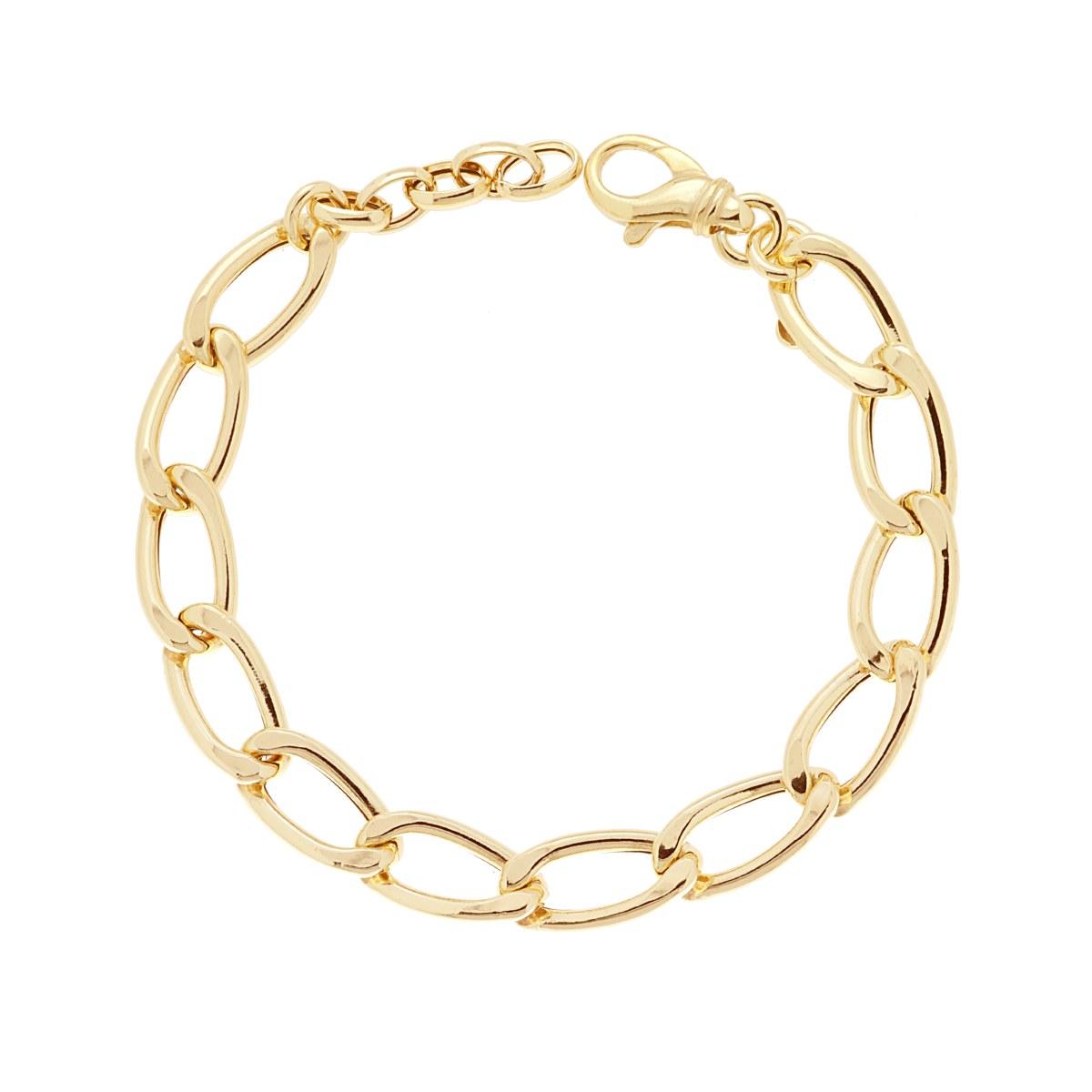 Bracciale Catena Grumetta allungata mm 9 in ARGENTO 925 Galvanica Oro