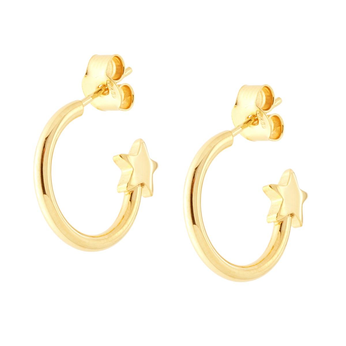 Orecchini Cerchio con Stella in ARGENTO 925 Galvanica Oro