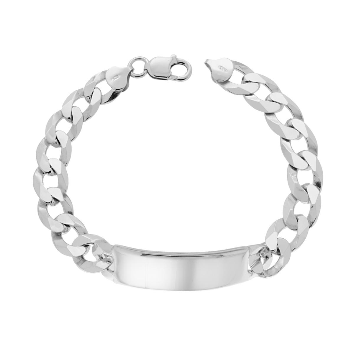 Bracciale Targa con Catena Grumetta Extraflat cm 22 in ARGENTO 925 Galvanica Rodio