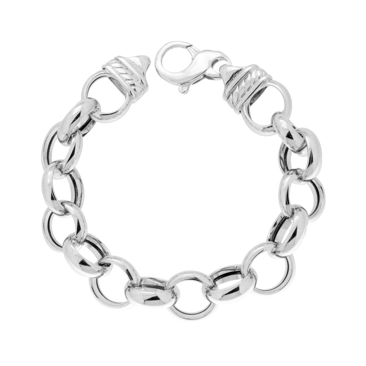 Bracciale Catena Rolo vuota cm 21 in ARGENTO 925 Galvanica Rodio