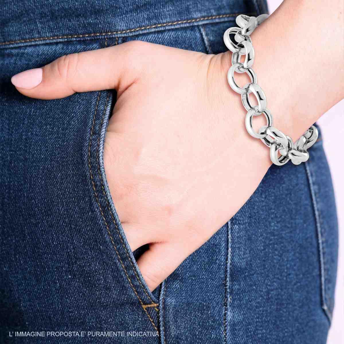 Bracciale Catena Rolo vuota cm 21 in ARGENTO 925 Galvanica Rodio